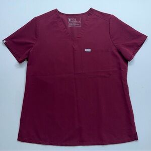 FIGS Scrub Top Womens Size Medium Catarina One Pocket FW1000 Maroon Viscose